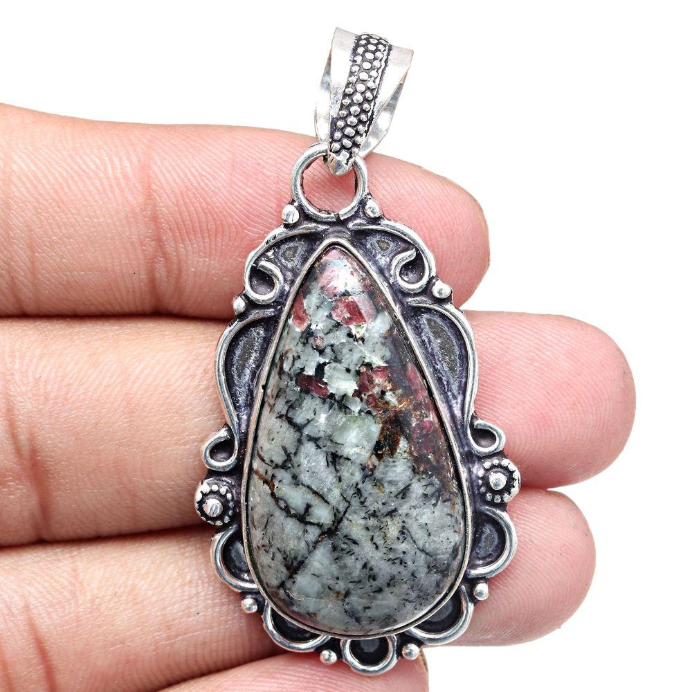 Pendant Eudialyte Jasper Gemstone Gift For Her Silver Jewelry 2"
