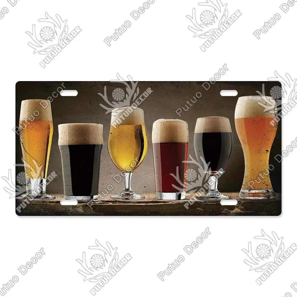 Putuo Decor Bier Metallschild Blechschild Plakette Metall Vintage Nummernschild Dekoration für Bar Pub Man Cave Wohnzimmer Wanddeko
