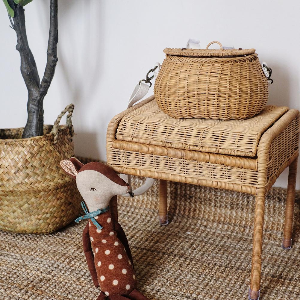 Kids Backpacks Portable Hand Woven Basket Handmade Woven Bike Basket Great for Camping Photography