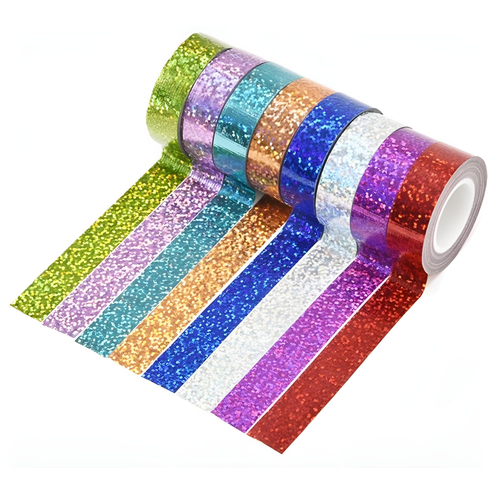 

ZERONOWA Holographic Glitter for Wrapping and Decoration Tape, Tape, 8-Color Set, Adhesive, (8)