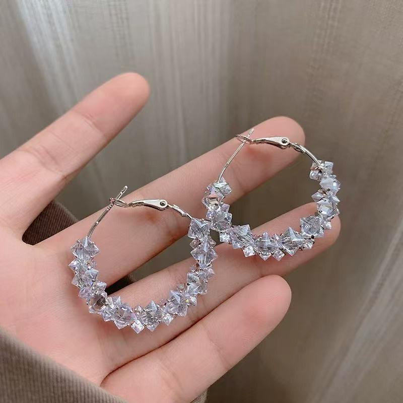 Flashy Zirconia Hoop Earrings - Exaggerated Ear Ring - Luxurious and Niche Small Earrings