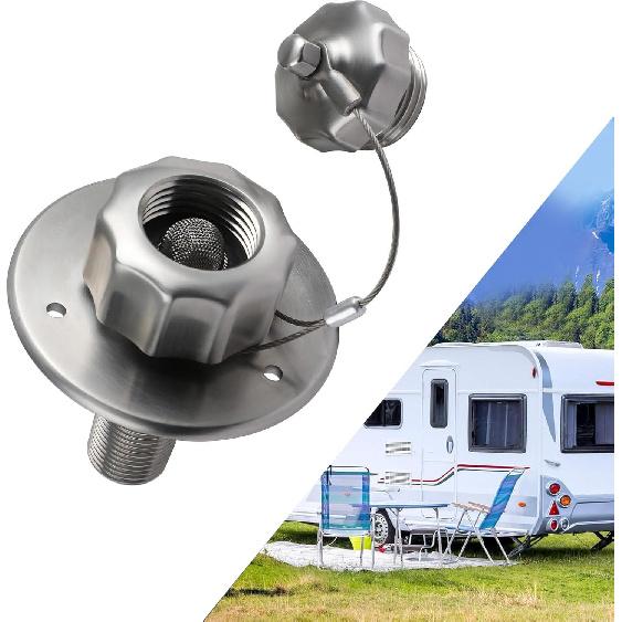 Metal RV City Water Inlet, RV Water Inlet Connection with Check Valve, RV City Water Fill Inlet Replacement Flange Fresh Water Inlet for Motorhome