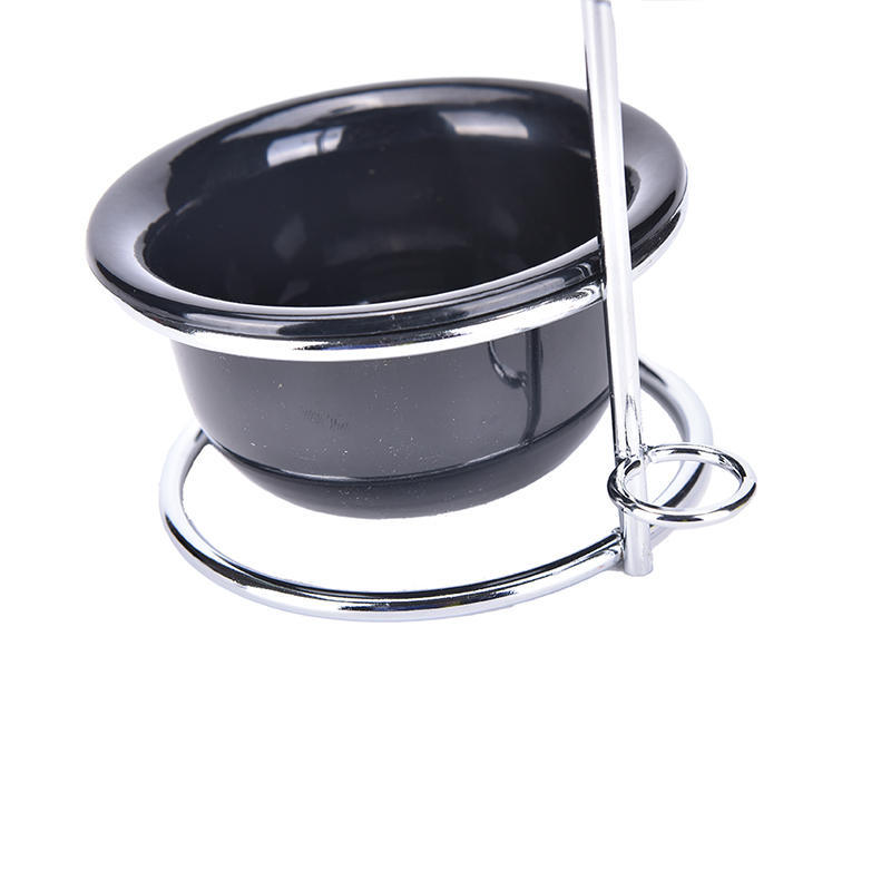Stainless Steel Shaving Brush Stand Razor Holder Black Shaving Bowl Mug Set