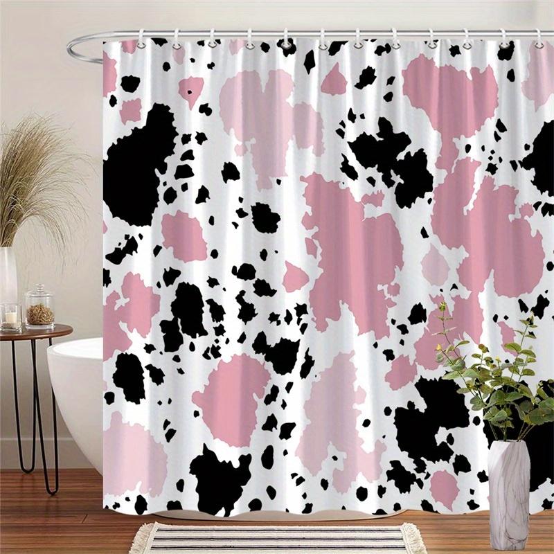 

1Pc Pink And Black Abstract Splash Pattern Shower Curtain Machine Washable Polyester With Hooks Suitable For Bathroom Decoration W60H190(CM)-1 Pcs