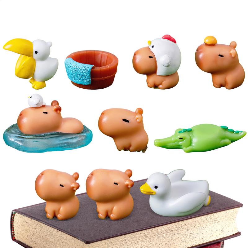 10pcs Mini Capybara Figurine Capybara Simulation Animals Model Resin Desk Ornaments Photography Props Home Decoration CN