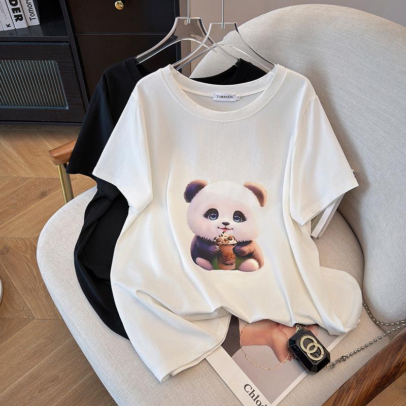 

Women s Plus Size Loose Fit Mid-Length Short-Sleeve T-Shirt with Round Neck 4XL білий