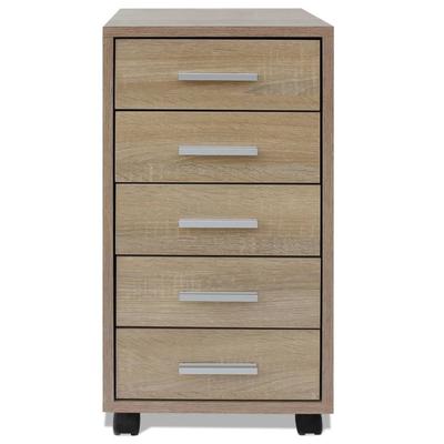 Office Drawer Cabinet On Casters 5 Drawer Oak Finish