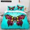 Butterfly Duvet Cover King Queen Colorful Flying Animal Bedding Set for Teens Adults Beautiful Flowers Polyester Quilt Cover