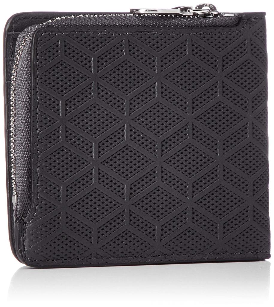 Soratina Folding Wallet with Fractal Italian Embossed Leather Pass Case, Black