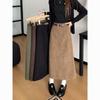 Gonna midi in velluto a coste rétro a vita alta da donna - Vestibilità slim, Design autunno/inverno, Linea ad A dritta che copre i fianchi