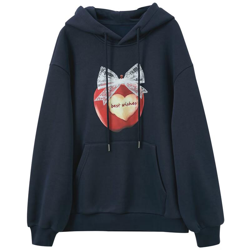 Sancai 2025 Christmas Embroidered Fleece-Lined Hooded Sweatshirt