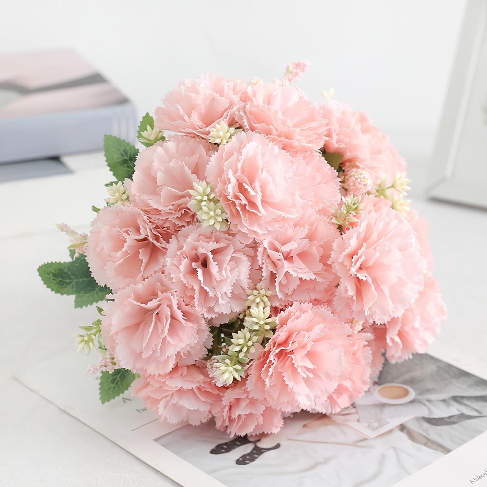 1/3Pieces Of Carnation 28cm Artificial Bouquet Home Room Decoration Stone Bamboo Garden Wedding Deco DIY Bride Holding Flowers