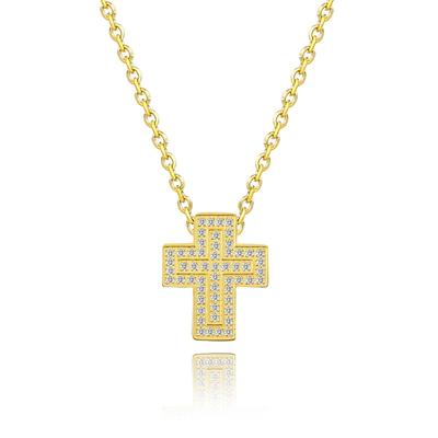 [Lucliss] 316L Cross Necklace, Surgical Stainless Steel, Zirconia, Cross, Gold