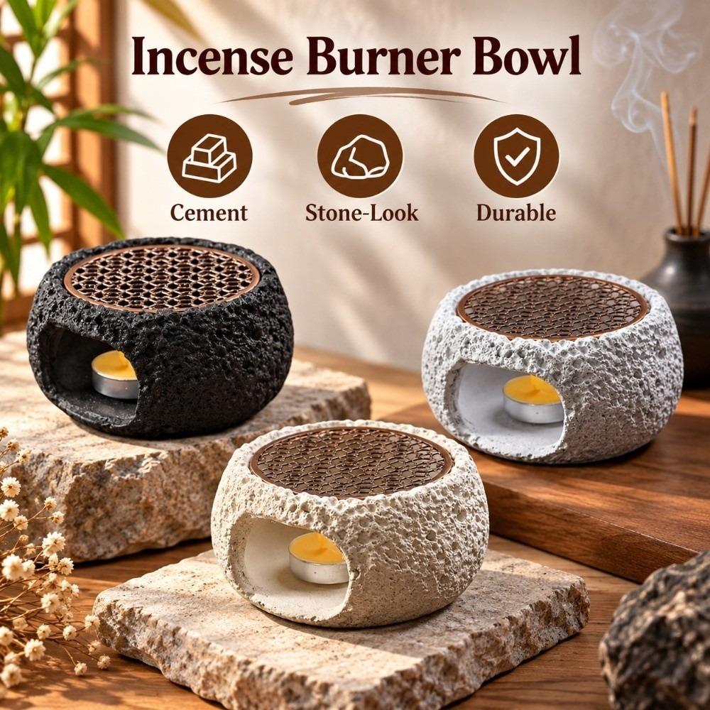 Creative Incense Burner Bowl Stone-Look Fumigation Furnace Tea Stove Dining Room