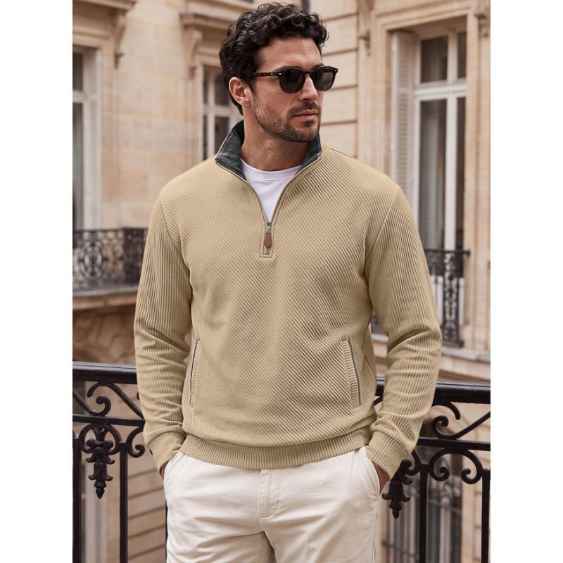Men S Stand Collar Zip Up Pocket Casual Sport Sweatshirt European Size Spring Autumn