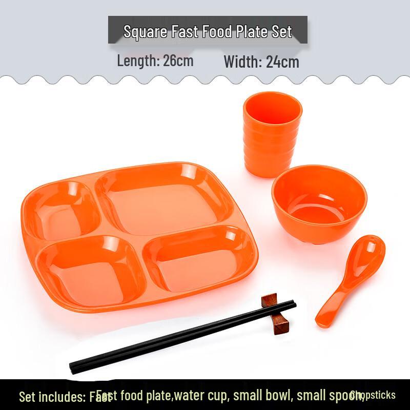 Melamine Four-Compartment Rectangular Fast Food Tray