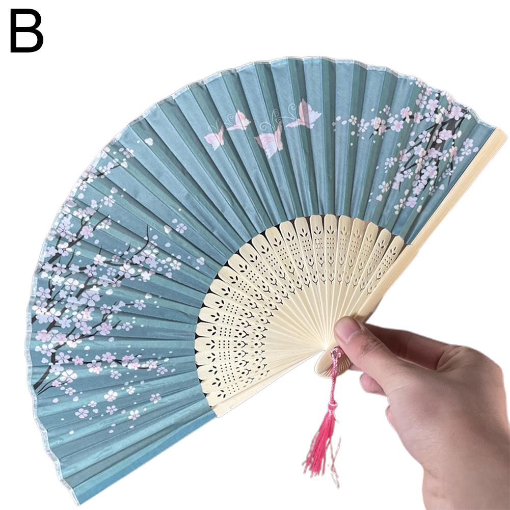 

1 шт. Древний бамбуковый веер Китайский Японский Бамбуковые Веера Поделки Подарки Женские Реквизиты для Танцевальных Выступлений Украшения для Дома светло-синий