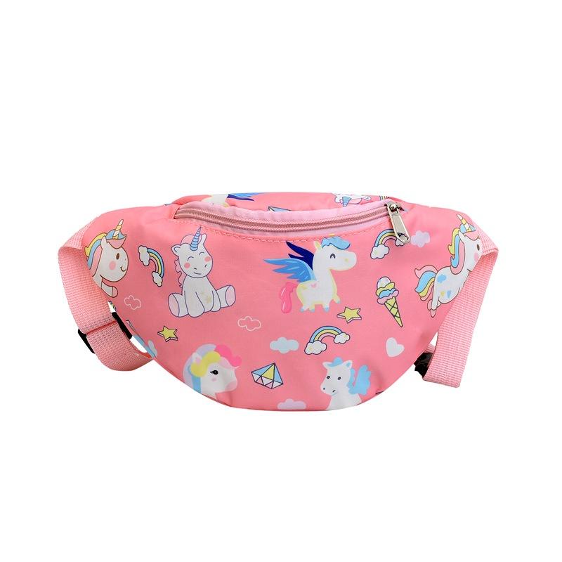 Cute Unicorn Kids Waist Bag Cartoon Dinosaur Shoulder Bag Nylon Material Lightweight And Theft-proof