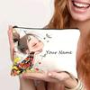 Trendy Vintage Style Makeup Bag Cute Girl Pattern Travel Handbag Toiletry Bag Pencil Case Zipper Cosmetic Bag