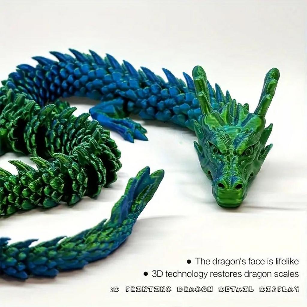 1pc Exquisite 3D Printed Chinese Dragon Ornament - Flexible Joints for Customizable Poses - Unique Anime-Inspired Collectible fo