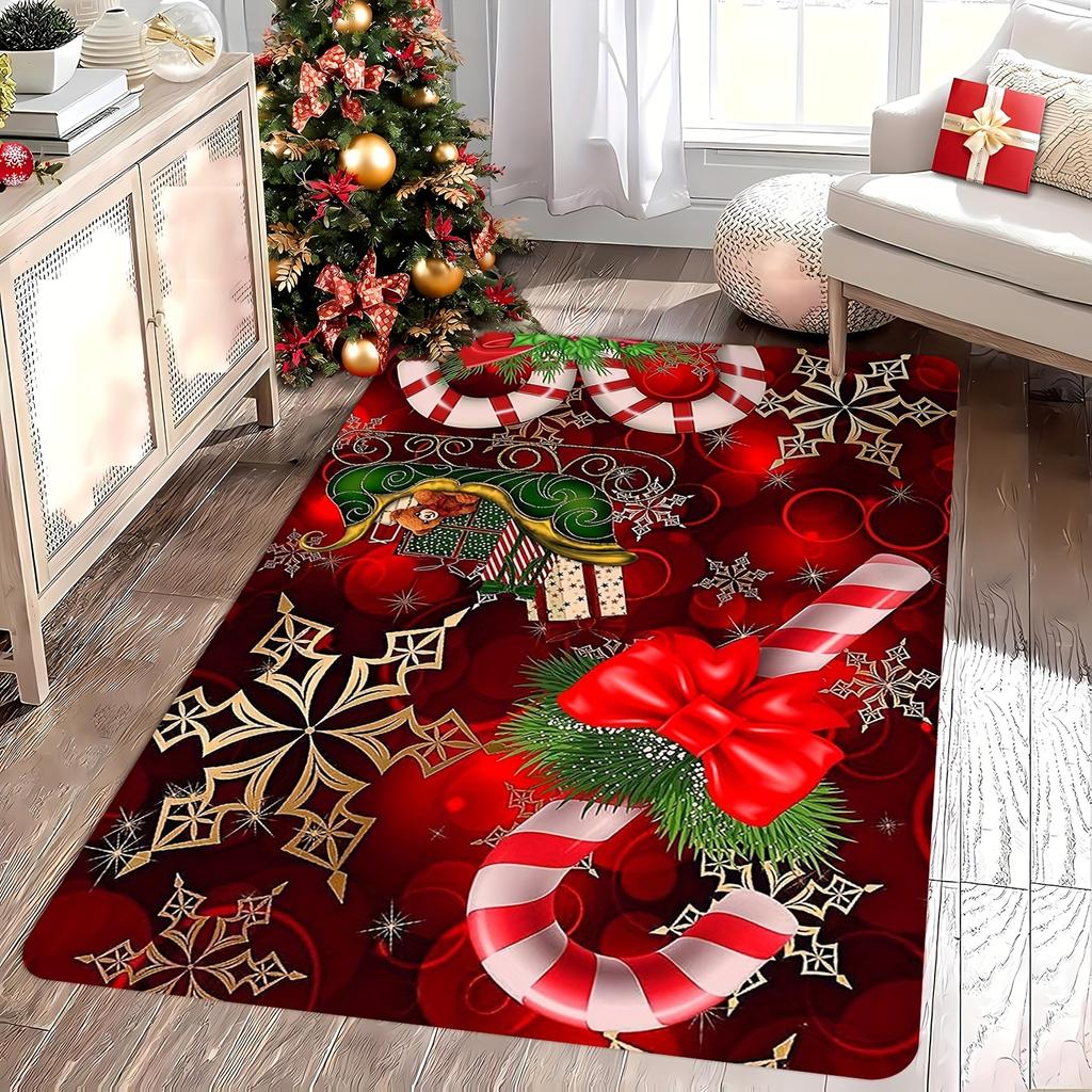 Christmas Snowflake Carpet Home Decoration, Non-Slip, Water-Absorbent And Dirt-Resistant, Bedroom And Sofa Floor Mat