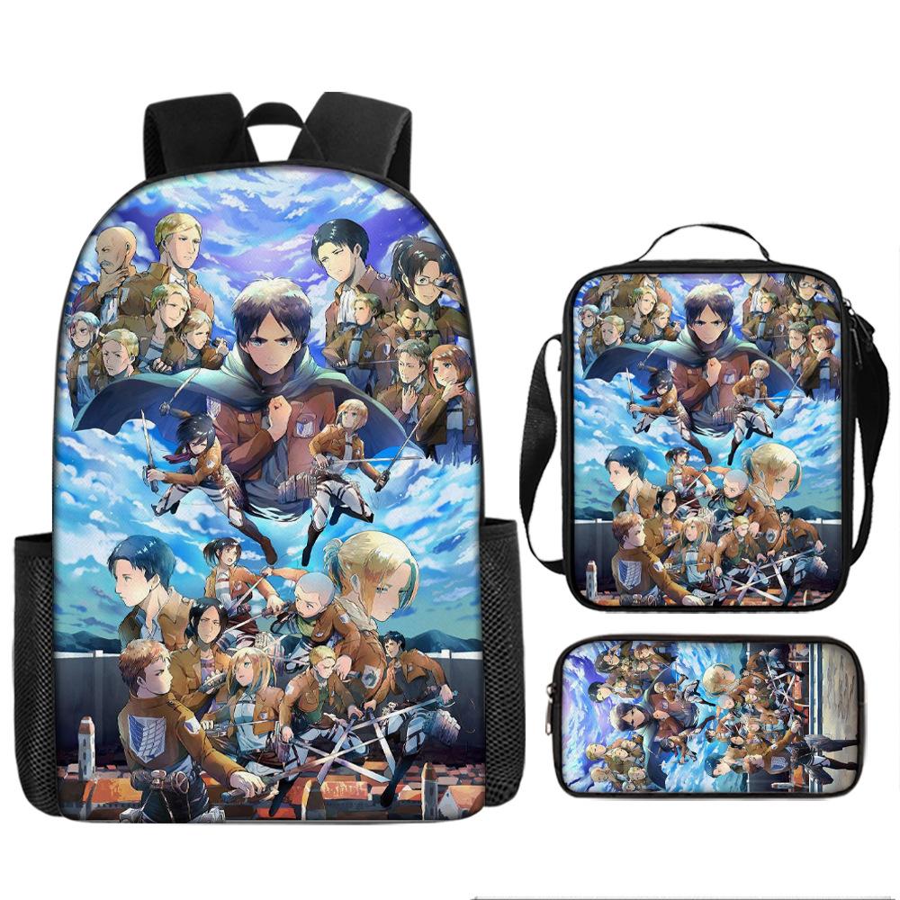

Attack Giant Elementary School Bag Backpack 3-piece Set pencil bag