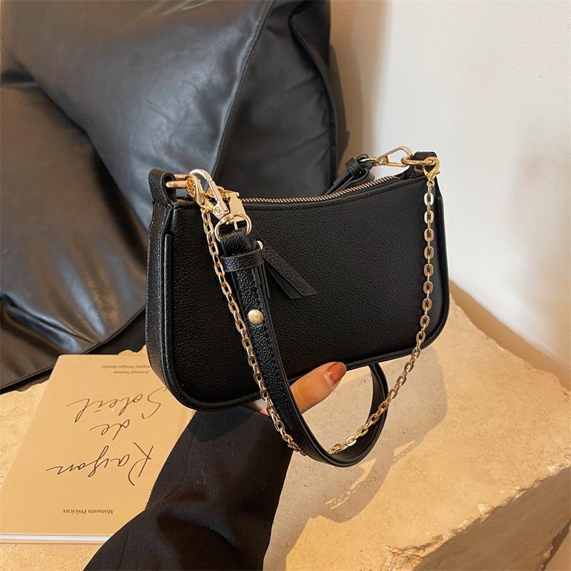 New Lychee Pattern Chain, Armpit Bag, Retro Small Square Bag for Women, One Shoulder Oblique Span Bag for Women