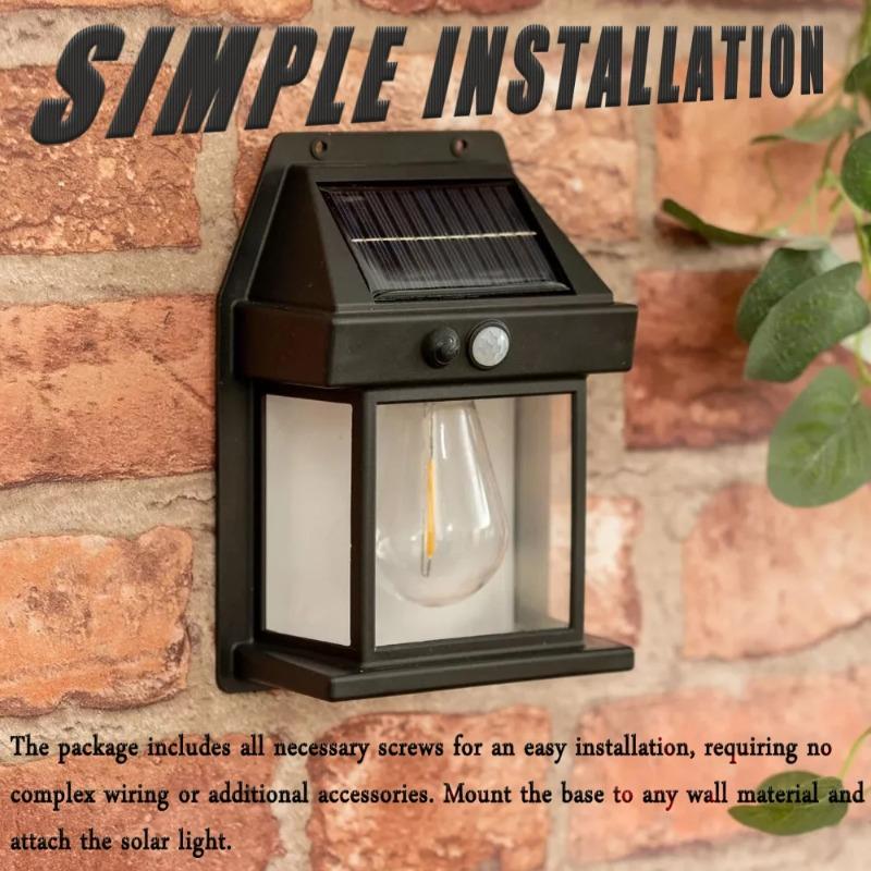 Solar Lights Outdoor Exterior Wall Lamp Retro Motion Sensor Atmosphere Lighting Solar Powered Desk Table Lamp for Home Decor