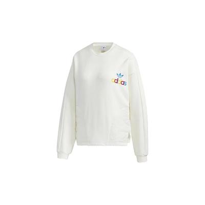 Adidas Originals Sweatshirts Women's White Crew Neck Moderate Regular (Unisex) Sweatshirts GV2932