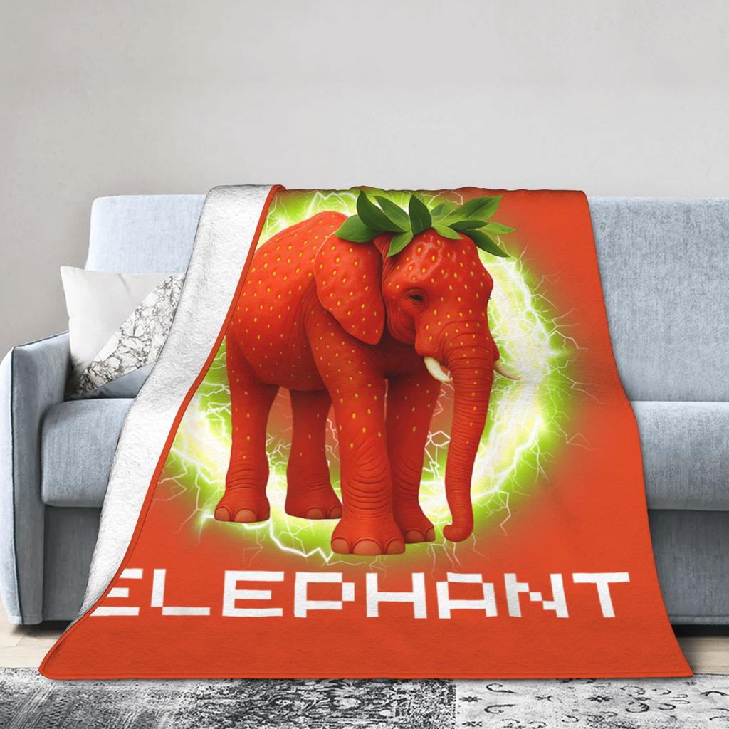 Elefant Căpșuni Italian Brainrot Meme Pătură Super Caldă Pătură Decorativă de Primăvară Canapea Scaun Pătură Confortabilă