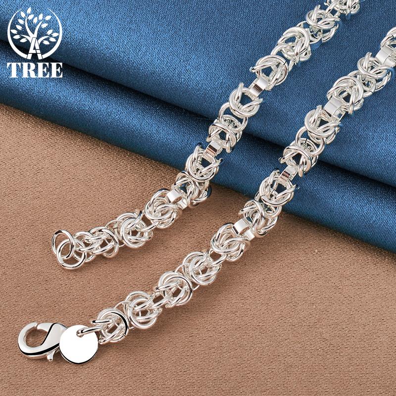 925 Sterling Silver 7mm 20 cali Łańcuszki Naszyjniki Biżuteria