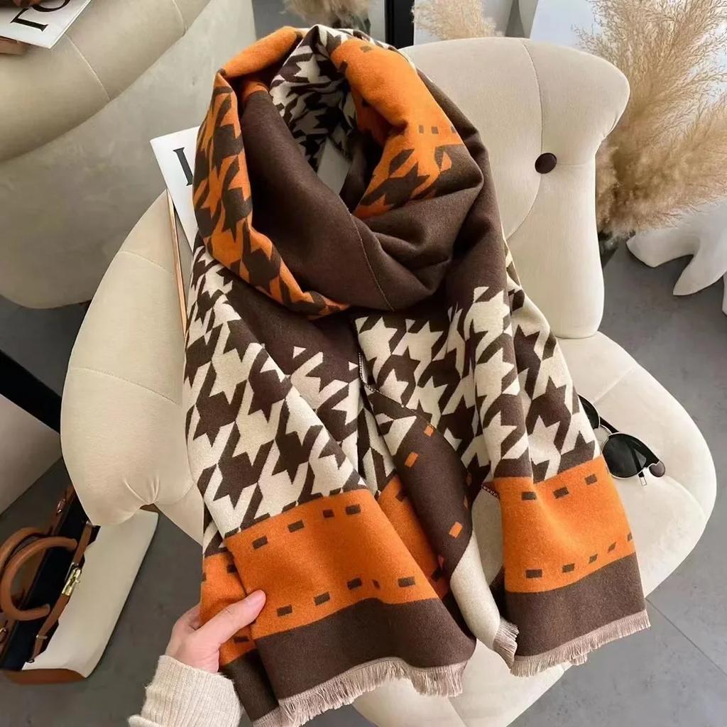 180*65 Thick Warm Winter Scarf Design Print Women Cashmere Pashmina Shawl Lady Wrap Scarves Knitted Men Foulard Blanket