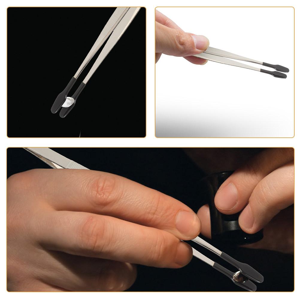 5Pcs Flat Nose Stainless Steel Tweezers for Stamp Collecting False Eyelash Application Jewelry Making Crafting Tweezers Set