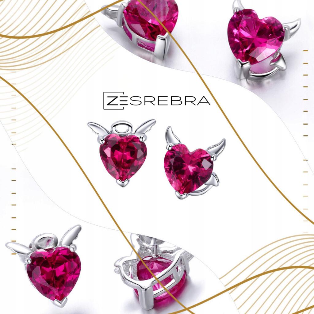 Earrings S925 Hearts Devils Crystals Zircons