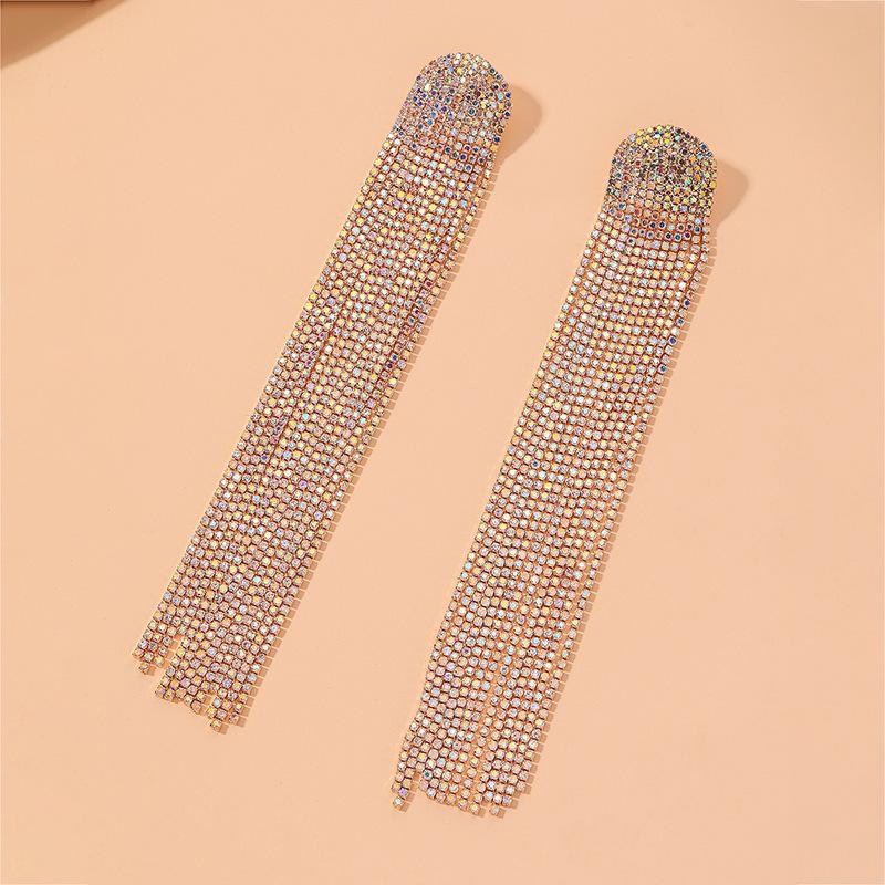 Silberne Nadel Strass Quasten Ohrringe - Elegant, Modisch, High-End Design für Frauen