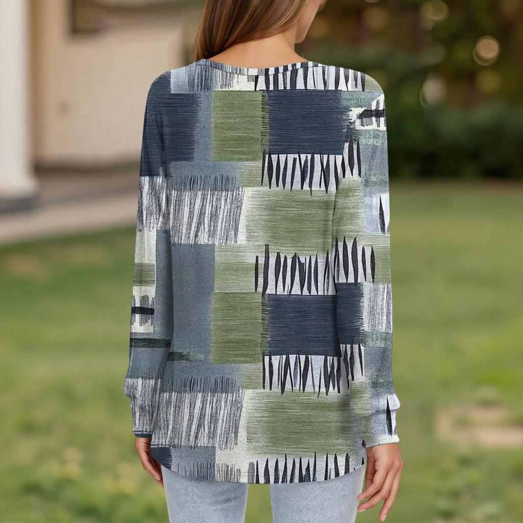 Women's T Shirt Tee Button Long Sleeve Daily Weekend Fashion Basic V- Neck Regular Top