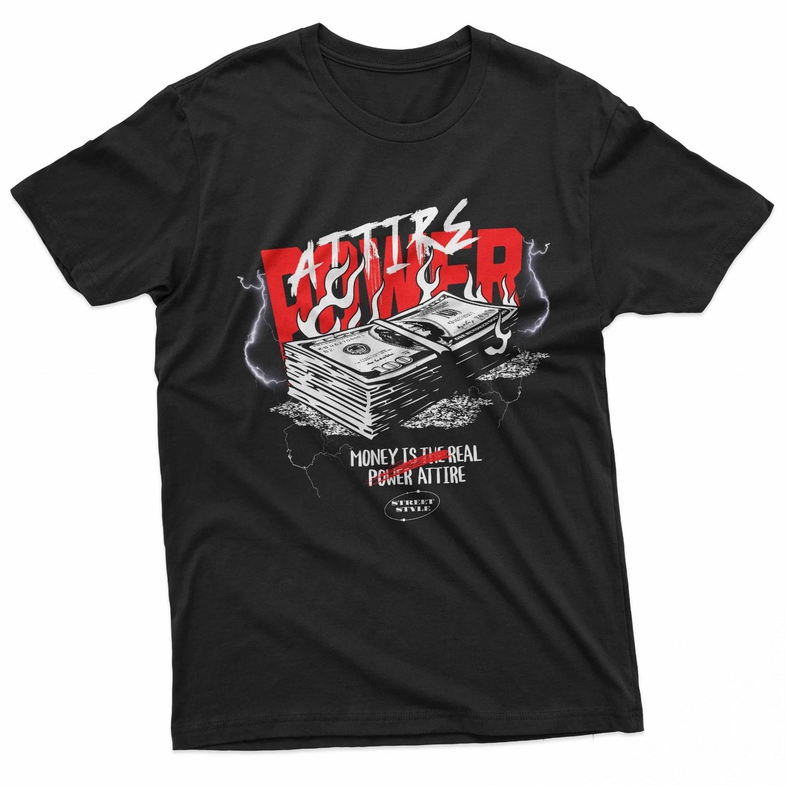 Money Power Burning Cash Streetwear T-Shirt XXXL