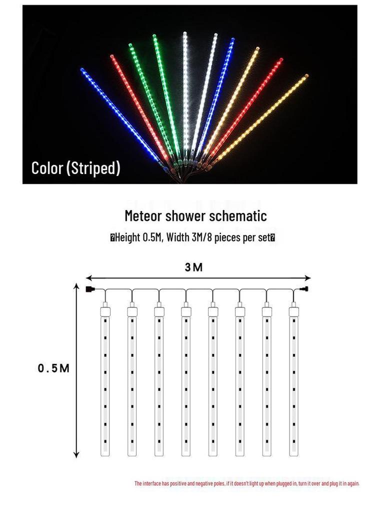 Colorful LED Solar Meteor Shower String Lights for Outdoor Hanging Decoration