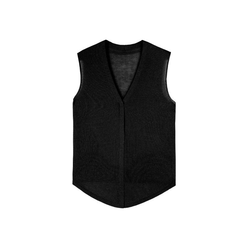 Clear old money, Tencel linen v-neck sleeveless light knitted design vest top