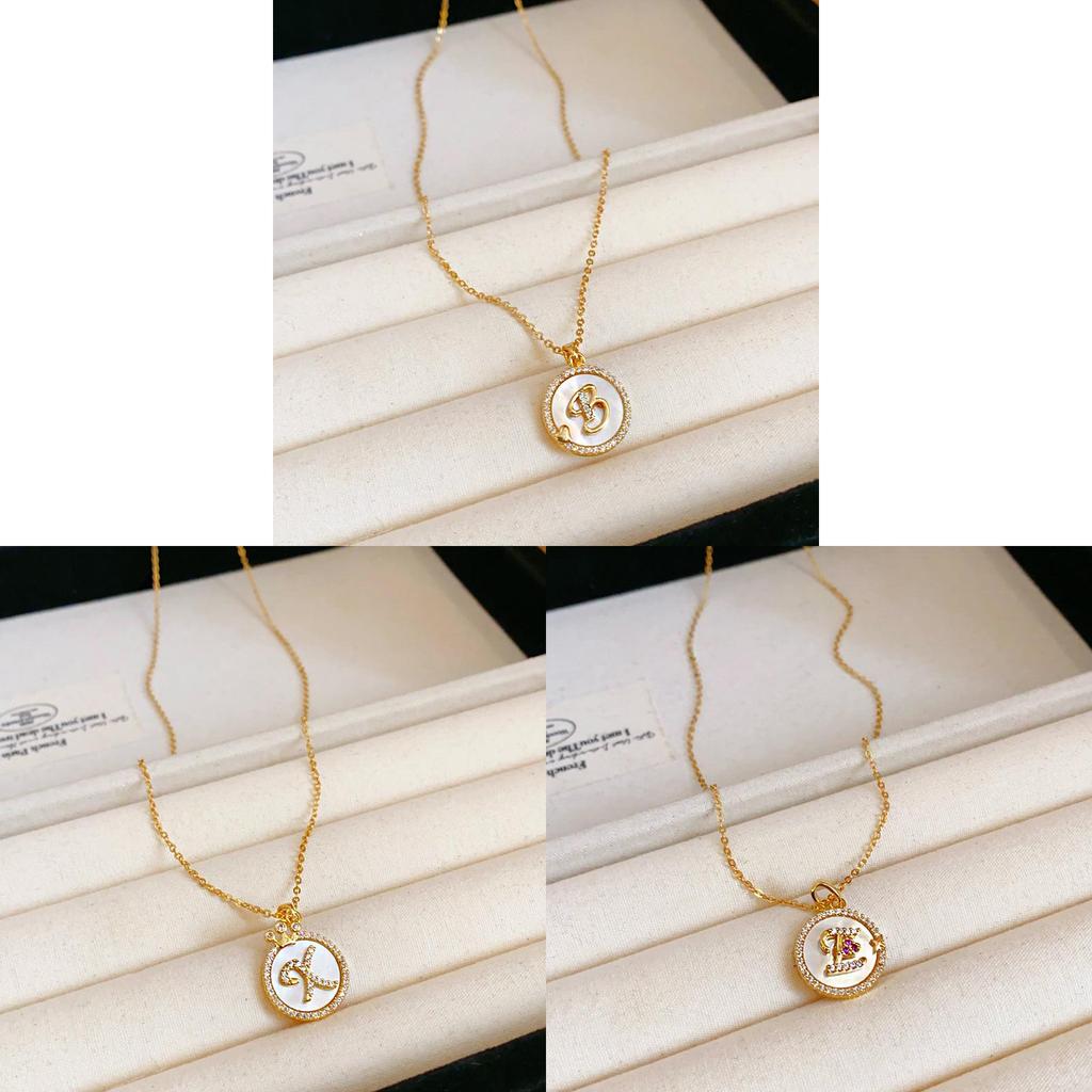 Simple Gold Zircon Letter Pendant Necklace For Women And Casual Wear