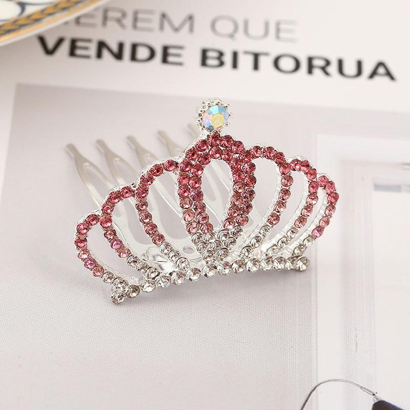 Girls Hair Accessories Mini Crown for Kids Bling Rhinestone Tiaras Hair Combs Princess Diadem Love Heart Shaped Headbands