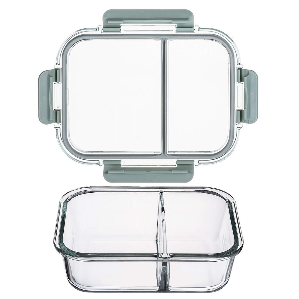 KADAX glass food container with 2 compartments and lid, 1 litre, 4 pieces