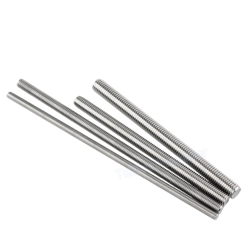 M2 M2.5 M3 M4 M5 M6 304 Stainless Steel Full Thread Rod Screw Rod Headless Bolt Thread Full-Thread Bar Stud Length 16mm - 500mm