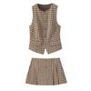 Kaslead New Arrival Women's Clothing Fashion Style Gingham Vest Style Tops Short Pantskirt 4749824 5427400