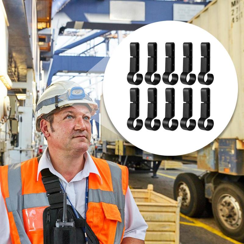 10Pcs Plastic Helmet Clips Attachment Head Light Clamps Black Set Non-Slip Headlamp Hard Hat Safety Caps Hook Outdoor Tools