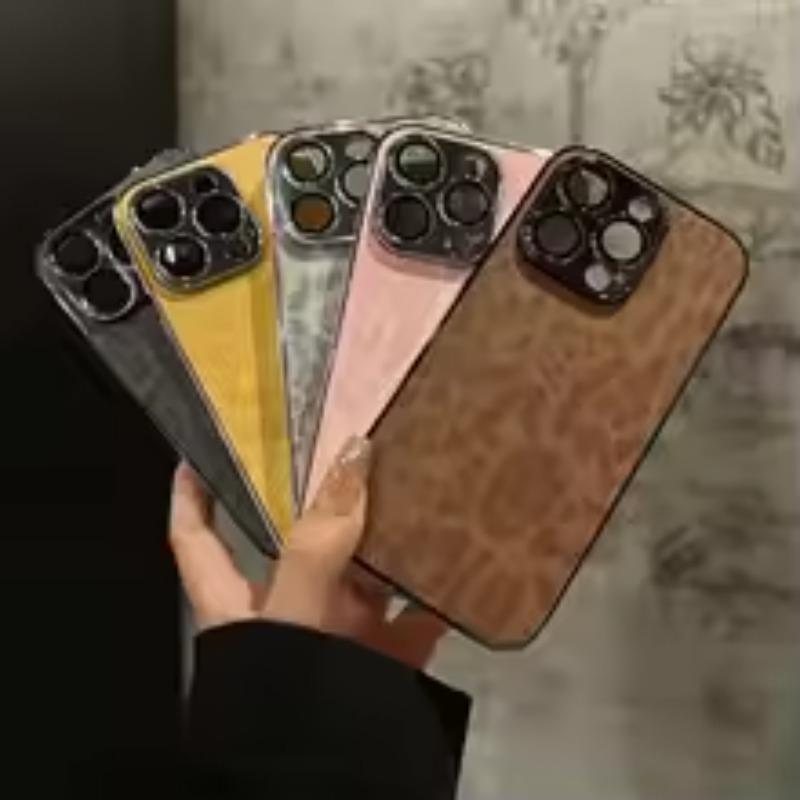 Luxury Colorful Leopard Pattern Leather Phone Case For iPhone 16 15 14 Plus 13 12 11 Pro Max Matte Shockproof Soft Bumper Cover