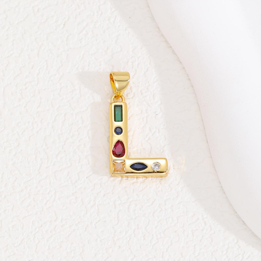 Multicolor Zircon A-Z Letters Pendant Necklace Crystal Water Drop 26 letters Pendant Necklace Gold Plated  Gift for Women