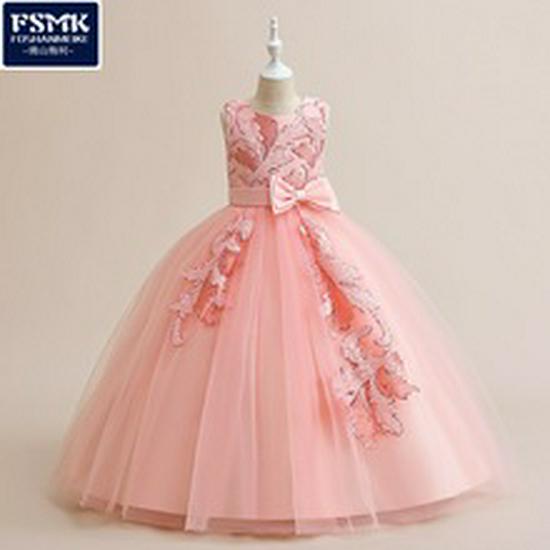 Mädchen Kurzarm Mesh Prinzessinenkleid für Abend, Geburtstage oder Klavieraufführungen