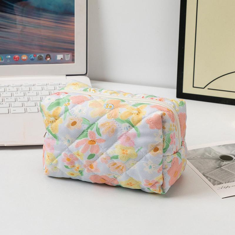 Floral Print Travel Portable Minimalist Large Capacity Soft Storage Makeup Bag