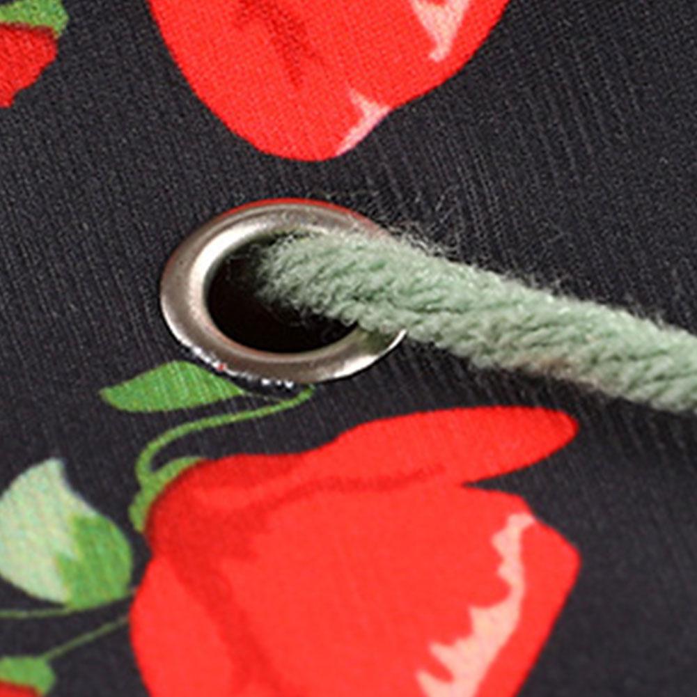 Oxford Knitting Bag Rose Pattern Yarn Storage Tote Bag with Handle Short Perforated for Hooks Knitting Needles